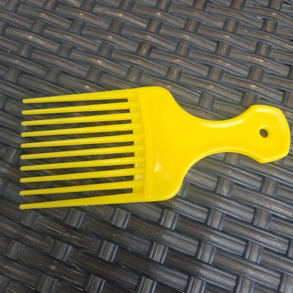 Small Vtg 1990s USA Color Dip Hair Pick Lift Comb Bright Yellow 5